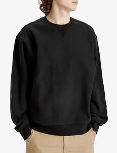 Manufacturer Custom OEM Men's Classic <b>Black</b> Crewneck Cotton Blend Pullover <b>Black</b> Sweatshirt Soft Thick <b>Fabric</b> Winter Loungewear - Product Image 2