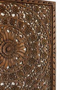 Wood & <b>MDF</b> <b>Wall</b> <b>Panel</b>, Square Floral Mandala Design,36 x 36 inches,Traditional Carved <b>Wall</b> <b>Decor</b> for Living Spaces and Bedrooms - Product Image 4