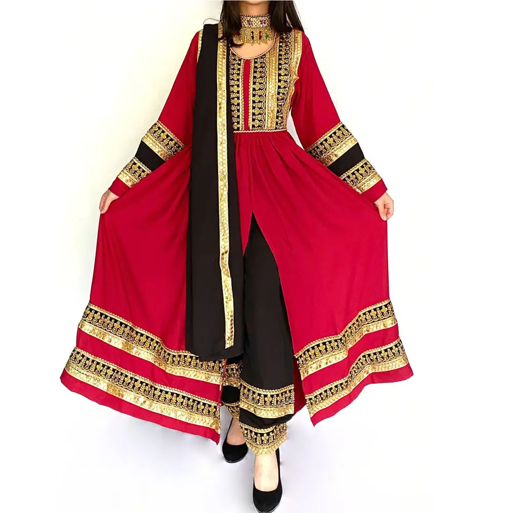 Red Color Afghani tribal Dress Unique Styles Banjara Tribal ethnic vintage Afghan dress