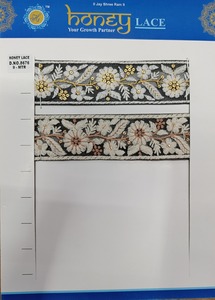 Encaje bordado floral negro elegante con detalles intrincados, perfecto para crear vestidos de novia sofisticados, ropa de noche - Product Image 2