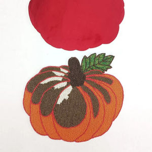 Manteles Individuales Redondos de Lujo con Bordado, Diseño Sólido, Cuentas de Vidrio Tejidas, Ecológicos, para el Hogar, Bodas y Mesas - Product Image 1