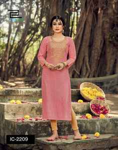 Kurtis fantaisie en rayonne ethnique avec broderie Costume de fête prêt-à-porter pour femme en grandes tailles disponibles divers modèles ethniques - Product Image 2