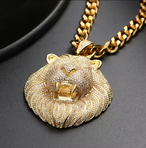 Comprar Bling Iced out Lion colgante Moissanite Hip Hop joyería diamante piedra plateada para fiesta boda - Product Image 5