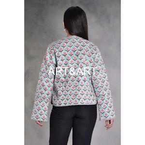 Chaqueta Bomber Acolchada Unisex de Algodón 100% con Bordado Suzani Vintage, Informal, Corta, de Invierno, para Mujer - Product Image 5