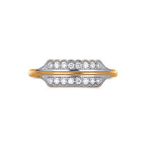 Elegant Round Diamond Cluster <b>Ring</b> <b>Crafted</b> in 14K Yellow and White Gold with a Delicate Leaf Motif - Product Image 3