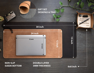 Alfombrilla de escritorio antideslizante de cuero genuino de doble cara, alfombrilla de escritura, alfombrilla de escritorio de oficina impermeable con transferencia de calor, en Stock - Product Image 2