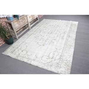 Grand tapis vintage, tapis turc 5,8x8,8 pieds, tapis en laine blanche - Product Image 1