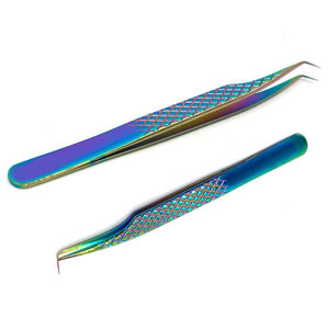 Pince à épiler professionnelle russe Volume Extension de cils personnalisée 90 degrés pointe de Fiber en acier inoxydable nouveau prix bas - Product Image 2
