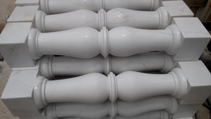 Balustrade en marbre blanc en pierre naturelle, Balustre avec rampe et main courante, Balustrade en marbre poli - Product Image 3