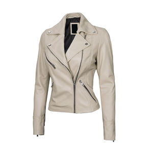 Chaquetas de Cuero para Motocicleta para Mujer, con Cuello Alto, Transpirables y Personalizables, Chaqueta de Cuero Genuino para Mujer en Nurak - Product Image 5