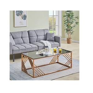 Table basse tendance en métal doré avec dessus en marbre granit Meubles de salle à manger de luxe Table d'extrémité en métal à un prix abordable - Product Image 2