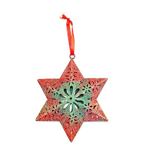 Rouge vert paillettes étoile suspendus ornement arbre de noël décoration étincelant 3D étoile pendentif vacances fête décor à la maison cadeau pièce - Product Image 1
