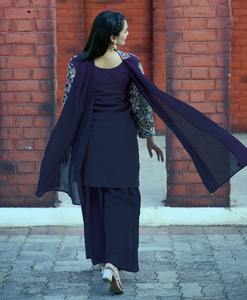 Nouveau costume Sharara brodé avec travail brodé de séquence et travail de miroir réel Stich complet avec fond élastique Longueur: 40 pouces - Product Image 6