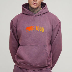 Top qualité 100% coton lavage à l'acide pull hommes sweats à capuche et sweat personnalisé sérigraphié Logo à capuche Streetwear à capuche - Product Image 1