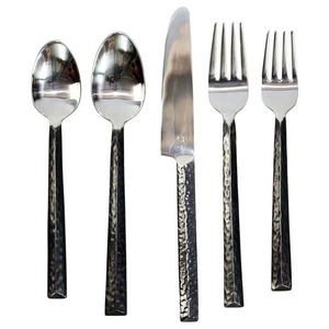 Lot de 4 couverts en acier inoxydable avec poignées en forme de noeud Table à manger parfaite Ustensiles de cuisine Usage quotidien Plaqué argent - Product Image 2