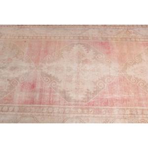 3.5x11.2 ft Vintage <b>Rug</b>, Turkish <b>Runner</b> <b>Rug</b>, Pink Brown Floral Wool <b>Rug</b> - Product Image 5