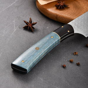 Al por mayor nuevo OEM mejor personalizado hecho a mano de acero de Damasco cuchillo de Chef de hoja fija forjado con mango de madera de ébano para chef - Product Image 3