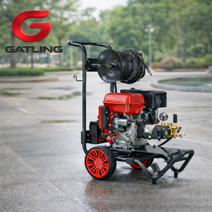 Nettoyeur <span class=keywords><strong>de</strong></span> canalisations à moteur essence 15HP 150 bars 2200 psi pour le dragage <span class=keywords><strong>de</strong></span> conduites <span class=keywords><strong>de</strong></span> 300 mm et l'outil <span class=keywords><strong>de</strong></span> <span class=keywords><strong>lavage</strong></span> <span class=keywords><strong>de</strong></span> sol extérieur à grande échelle hors réseau - Product Image 1