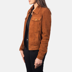 Chaqueta de cuero genuino de gamuza para mujer, diseño moderno, ideal para uso en la ciudad, viajes y uso diario. - Product Image 5