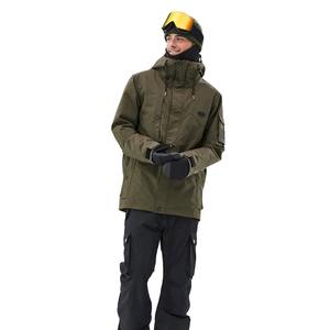 Veste de ski pour homme avec logo personnalisé et capuche détachable, col montant, poches isolées, coupe-vent de montagne imperméable à la fourrure - Product Image 2