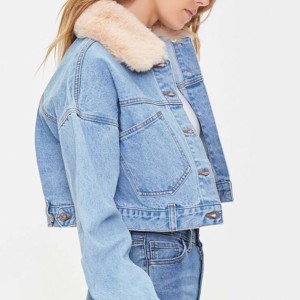 Chaquetas vaqueras personalizadas con bordado en toda la chaqueta vaquera para mujer Chaquetas vaqueras con bordado floral para mujer - Product Image 5