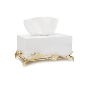 Boîte à mouchoirs blanche avec un superbe design doré Designer fantaisie de luxe Service de décoration unique élégant pour hôtel et fête Boîte à mouchoirs - Product Image 5