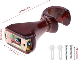 Juego de 2 uds de soportes para Barra de cortina, soportes de madera, ganchos para ventana para barra de cortina, 2,9 cm/1,1 pulgadas de diámetro, rojo y marrón - Product Image 2