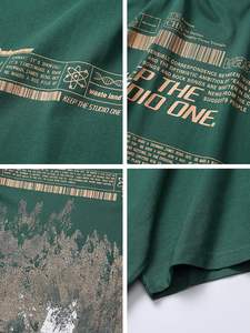 Streetwear T-shirt décontracté 100% coton solide motif avant Logo coupe ample tissu tricoté - Product Image 5