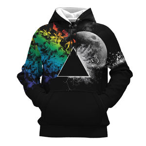 Sudadera con capucha de poliéster/nailon de gran tamaño antiarrugas de punto con cremallera estampada Puff para hombre - Product Image 1