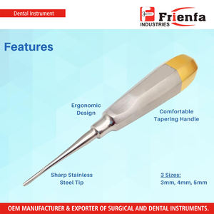 Élévateurs d'extraction dentaire droits 2 mm, 3 mm, 4 mm, pointe radiculaire et gouge, en acier inoxydable autoclavable - Product Image 3