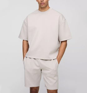 Mens T-Shirt and Shorts <b>Set</b> Summer 2 Piece Casual T-Shirt Outfit with Matching Shorts Streetwear Style OEM Wholesale Supplier - Product Image 1