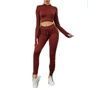 Conjunto Deportivo de 2 Piezas para Mujer con Logotipo Personalizado 2026, Leggings de Cintura Alta, Traje para Gimnasio, Fitness y Yoga - Product Image 1