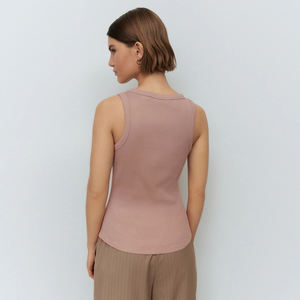 Diseño personalizado estilo casual gimnasio Stringer entrenamiento acanalado camisetas sin mangas transpirable ajustado ropa de calle señoras camisetas sin mangas - Product Image 2