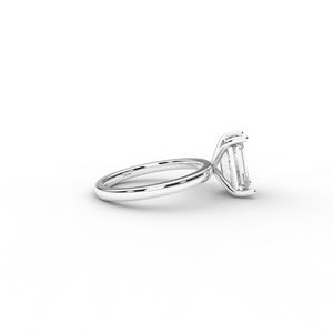 IGI Certified <b>Emerald</b> Cut Lab Grown Diamond Solitaire Engagement <b>Ring</b> in Solid 925 Sterling <b>Silver</b> - Product Image 2