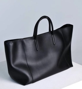 Black Leather Tote, Leather Shopping Bag, Woman Shoulder Bag, Woman Leather Purse - Product Image 2