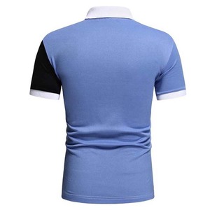 Men's Color Blocked Short Sleeve Polo <b>Shirt</b> Striped Knitted Casual Zipper <b>Collar</b> Blue White Black - Product Image 2