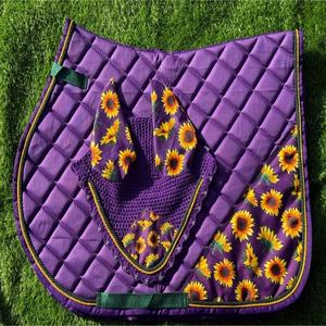 Équipement équestre sur mesure, confortable et durable, ensemble de tapis de selle de dressage et de bonnet d'oreille, haute qualité, faible MOQ, OEM/ODM, doublure en polaire - Product Image 1