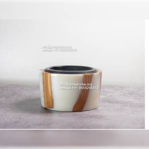 Quemador de incienso árabe hecho a mano Mubkhar de resina epoxi redonda Ramadán especial Mabkhara - Product Image 3