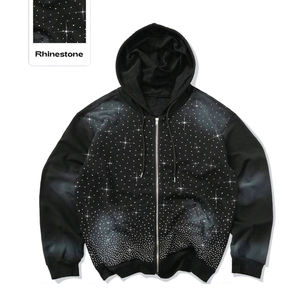 Sudadera con Capucha Personalizada Unisex 100% Algodón, Nueva Sudadera Lisa para Otoño e Invierno, Diseño con Estampado en Caliente, Adornada con Diamantes de Imitación para Hombre - Product Image 6