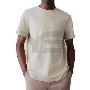 Vente en gros 100% coton T-shirt à col rond de haute qualité 250 Gsm Street Style col rond coupe ajustée décontracté Logo personnalisé solide court personnalisé - Product Image 4