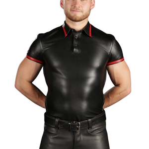 Polo en cuir d'agneau bleu, élégant et confortable pour des choix de mode audacieux - Product Image 5