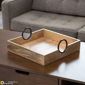 Bandeja de servicio de madera de mango de gran calidad, diseño decorativo elegante para Hotel, desayuno, fiesta, comida, mango de Metal cómodo - Product Image 1