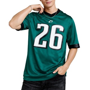 Camiseta de Fútbol Americano al por Mayor, Lisa, Unisex, Verde, de Poliéster, para Hombre, Transpirable, Ajuste Atlético, Impresión de Número Personalizado, Uniforme de Equipo, USA - Product Image 1