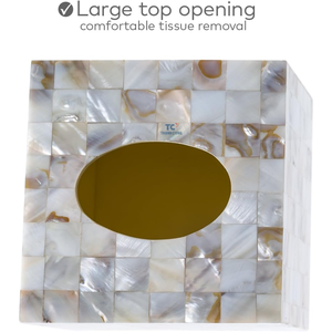 Vente en gros de couverture de boîte à mouchoirs Support de boîte à mouchoirs carré décoratif pour salle de bain fini en belle coquille de nacre - Product Image 3