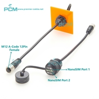 Ranura para tarjeta Nano SIM Dual a prueba de agua a M12 A-Code 12Pin Extensor de cable de montaje en panel hembra para chasis de gabinete al aire libre