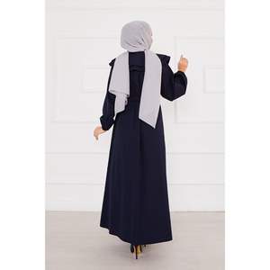 Vestido modesto hijab abotonado cuello ancho Azul Marino - Product Image 2
