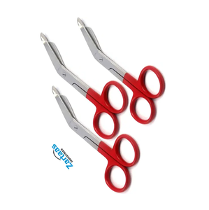 กรรไกรตัดผ้าพันแผลลิสเตอร์3ชิ้นทำจากสเตนเลสสตีลสำหรับพยาบาลชุดจับเคลือบสีแดงขนาด5.5นิ้วจำนวนมาก - Product Image 4