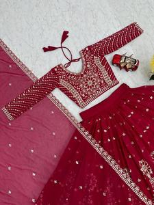 Vente en gros confortable fausse Georgette Designer Lehenga Choli pour la saison de fête hiver vêtements indiens et pakistanais - Product Image 4