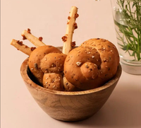 Bol en bois d'acacia de grande taille, poli, écologique, de haute qualité, avec impression émail moderne, fait main, pour servir, mélanger, salade, soupe