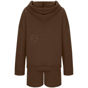 Women's XL High Quality Casual Sportswear Set Solid Color Long <b>Sleeve</b> Hoodie Knee-Length Fleece Spring Eco-Friendly Breathable - Product Image 3